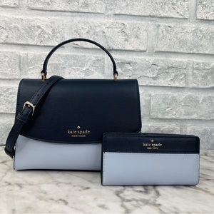 Kate Spade Black and Gray Satchel with matching wallet